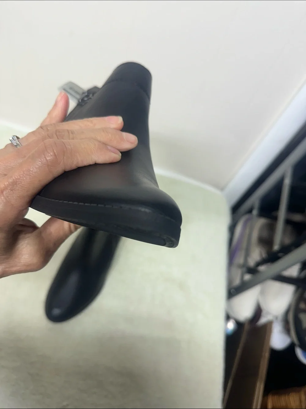 Time and Tru Black Faux Leather Ankle Booties with Low Block Heel